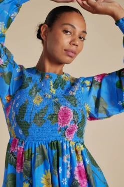 Clearance Alessandra Jade Cotton Silk Dress - Periwinkle  Aria