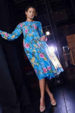 Clearance Alessandra Jade Cotton Silk Dress - Periwinkle  Aria