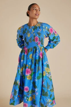 Clearance Alessandra Jade Cotton Silk Dress - Periwinkle  Aria