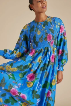 Clearance Alessandra Jade Cotton Silk Dress - Periwinkle  Aria
