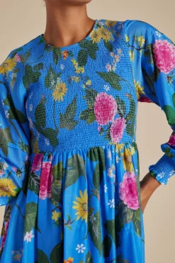 Clearance Alessandra Jade Cotton Silk Dress - Periwinkle  Aria
