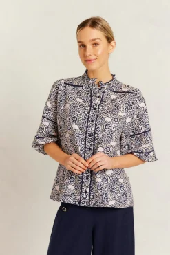 Online Alessandra Lia Shirt Raya - Navy