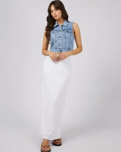 Online All About Eve Harper Denim Vest- Light Blue