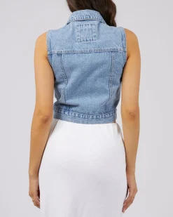 Online All About Eve Harper Denim Vest- Light Blue