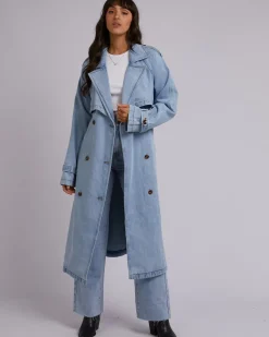 Fashion All About Eve Rio Trench Coat - Light Blue