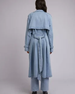 Fashion All About Eve Rio Trench Coat - Light Blue