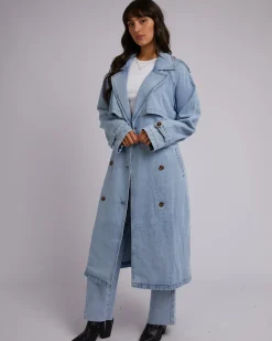Fashion All About Eve Rio Trench Coat - Light Blue