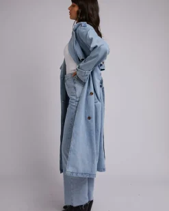 Fashion All About Eve Rio Trench Coat - Light Blue