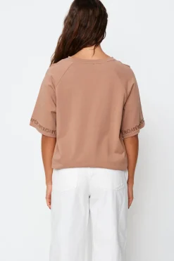 Discount Apero Logo Sleeve Box Cut Tee - Mocha