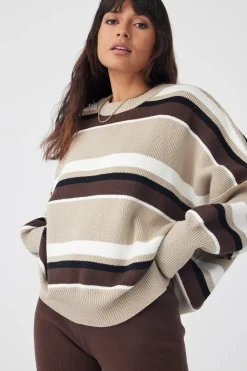 New ARCAA Harper Stripe Sweater - Chocolate, Cream & Black
