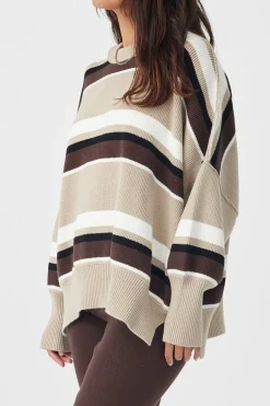 New ARCAA Harper Stripe Sweater - Chocolate, Cream & Black