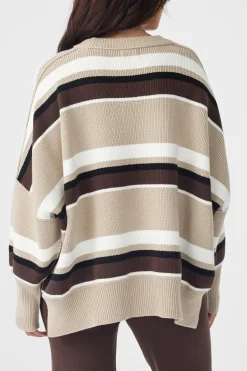 New ARCAA Harper Stripe Sweater - Chocolate, Cream & Black