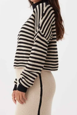Outlet ARCAA June Cropped Sweater - Sand & Black