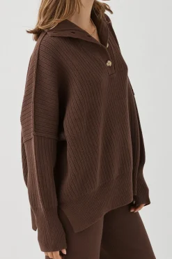 Hot ARCAA Margo Button Up Sweater - Chocolate