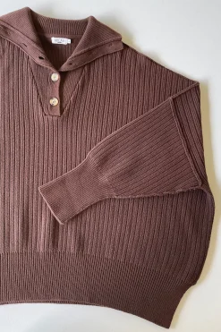 Hot ARCAA Margo Button Up Sweater - Chocolate