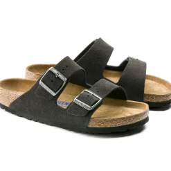 Best Birkenstock Arizona Velvet Grey Suede Leather - Narrow