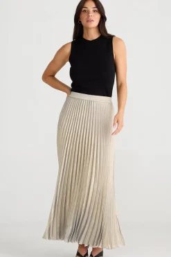 Outlet Brave & True Brave & True Alias Pleated Skirt - Champagne