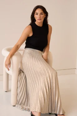 Outlet Brave & True Brave & True Alias Pleated Skirt - Champagne