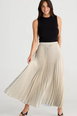 Outlet Brave & True Brave & True Alias Pleated Skirt - Champagne