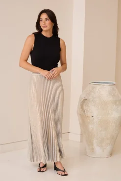 Outlet Brave & True Brave & True Alias Pleated Skirt - Champagne