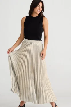 Outlet Brave & True Brave & True Alias Pleated Skirt - Champagne