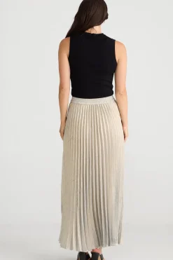 Outlet Brave & True Brave & True Alias Pleated Skirt - Champagne