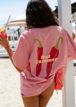 Sale Cartel & Willow Cartel & Willow Hot Summer Tee - Pink/Hot Summer Print