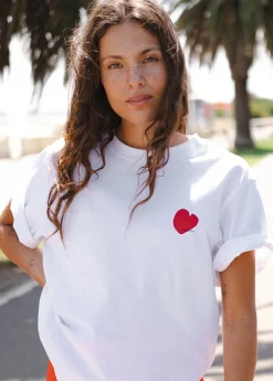 Discount Cartel & Willow Cartel & Willow Mini Heart Tee - White/Deep Red