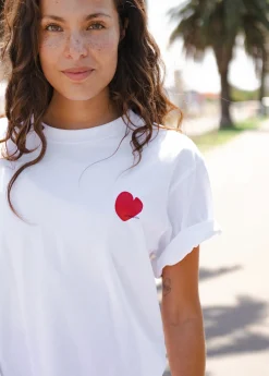 Discount Cartel & Willow Cartel & Willow Mini Heart Tee - White/Deep Red