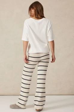 Discount Ceres Life Bootleg Knit Pant - Ecru/Navy Stripe
