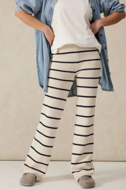 Discount Ceres Life Bootleg Knit Pant - Ecru/Navy Stripe