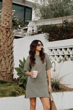 Clearance Ceres Life Boxy Knit Dress - Moss Green