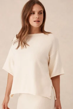 Fashion Ceres Life Boxy Knit Tee- Eggshell