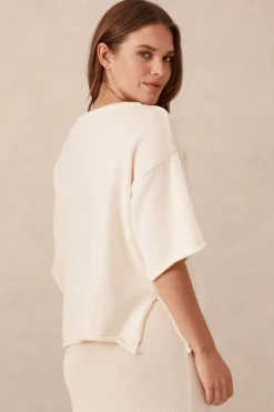 Fashion Ceres Life Boxy Knit Tee- Eggshell