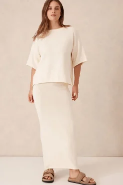 Fashion Ceres Life Boxy Knit Tee- Eggshell