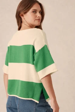Hot Ceres Life Boxy Knit Tee- Grass Stripe