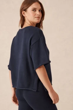 Sale Ceres Life Boxy Knit Tee- Navy
