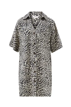 Outlet Ceres Life Boxy Shirt Dress - Leopard Linen Blend