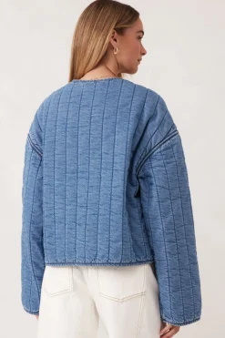 Clearance Ceres Life Comfy Quilted Boxy Jacket - Worn Blue