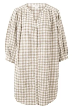 Online Ceres Life Crinkle Mini Dress - Fig Green/White Gingham
