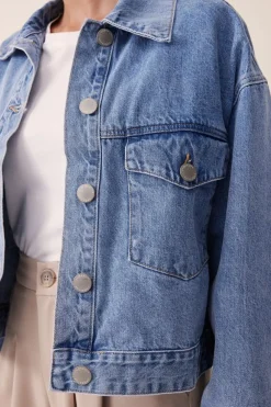 Discount Ceres Life Cropped Denim Jacket - Vintage Blue