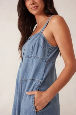 Best Ceres Life Denim Beach Dress - Worn Blue