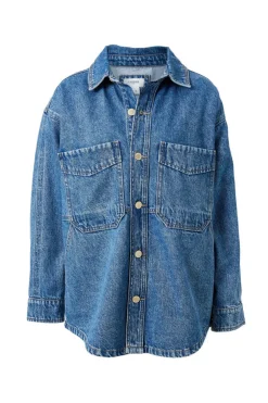 Fashion Ceres Life Denim Side Pocket Shacket - Fresh Indigo