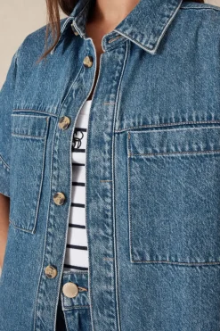 Sale Ceres Life Jacqui Felgate Boxy Denim Shirt - Indigo Denim