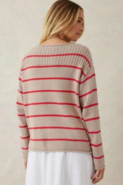 Best Ceres Life Ladder Stitch Knit - String Heritage Red Stripe