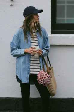 Best Ceres Life Longline Denim Shirt - Vintage blue