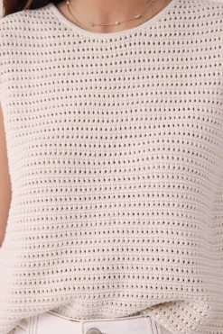 Best Ceres Life Mesh Knit Tank - Ecru