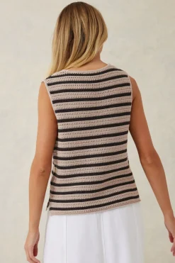 Online Ceres Life Mesh Knit Tank - String/Phantom Stripe