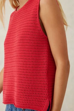 Outlet Ceres Life Mesh Knit Tank - Heritage Red