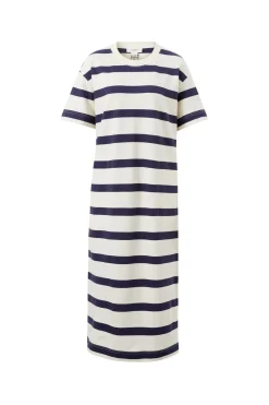 Fashion Ceres Life Midi Terry Dress - White Navy Bold Stripe